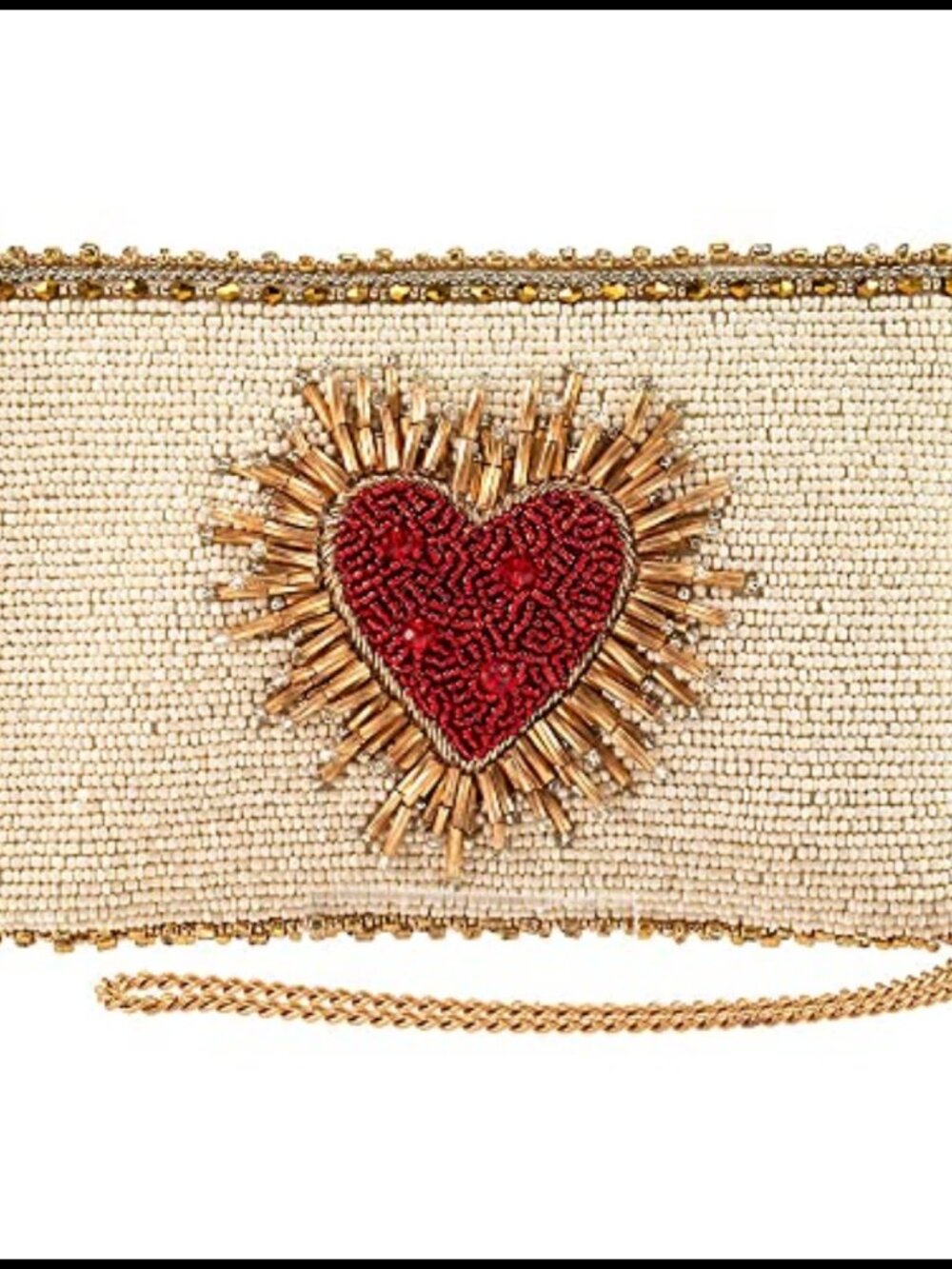 Hand-Beaded Heart Crossbody Phone Bag Clutch Evening Purse